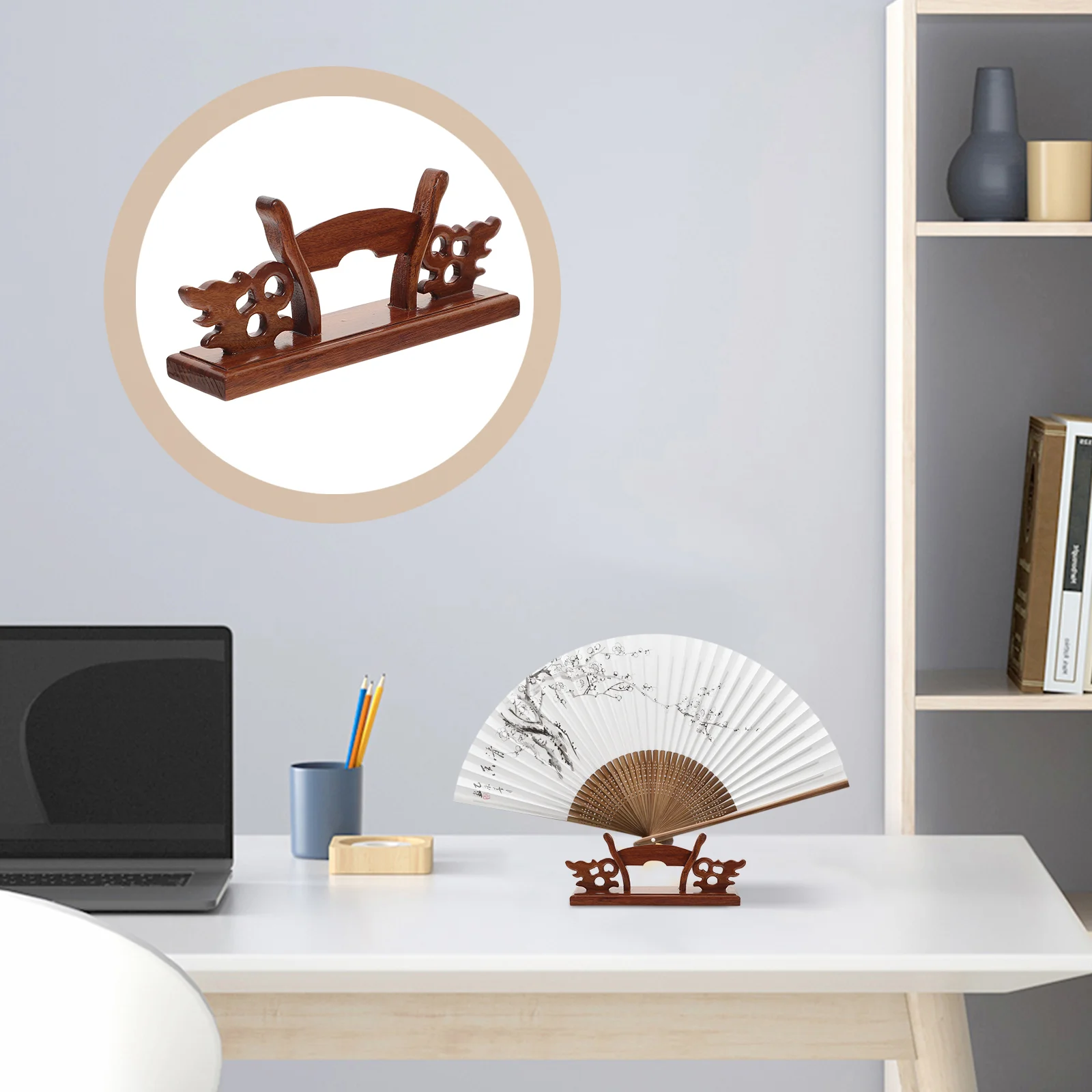 

Folding Fan Display Stand Chinese Hand Fan Holder Wooden Japanese Fan Display Base Vintage Handy Fan Stand Exhibition