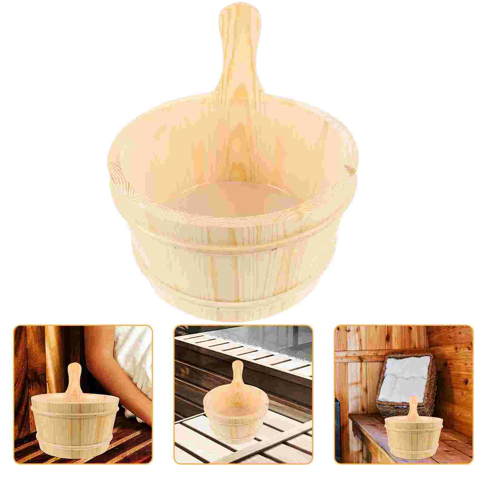 

Sauna Room Bucket Natural Wood Sauna Barrel Bath Accessory Sauna Bucket