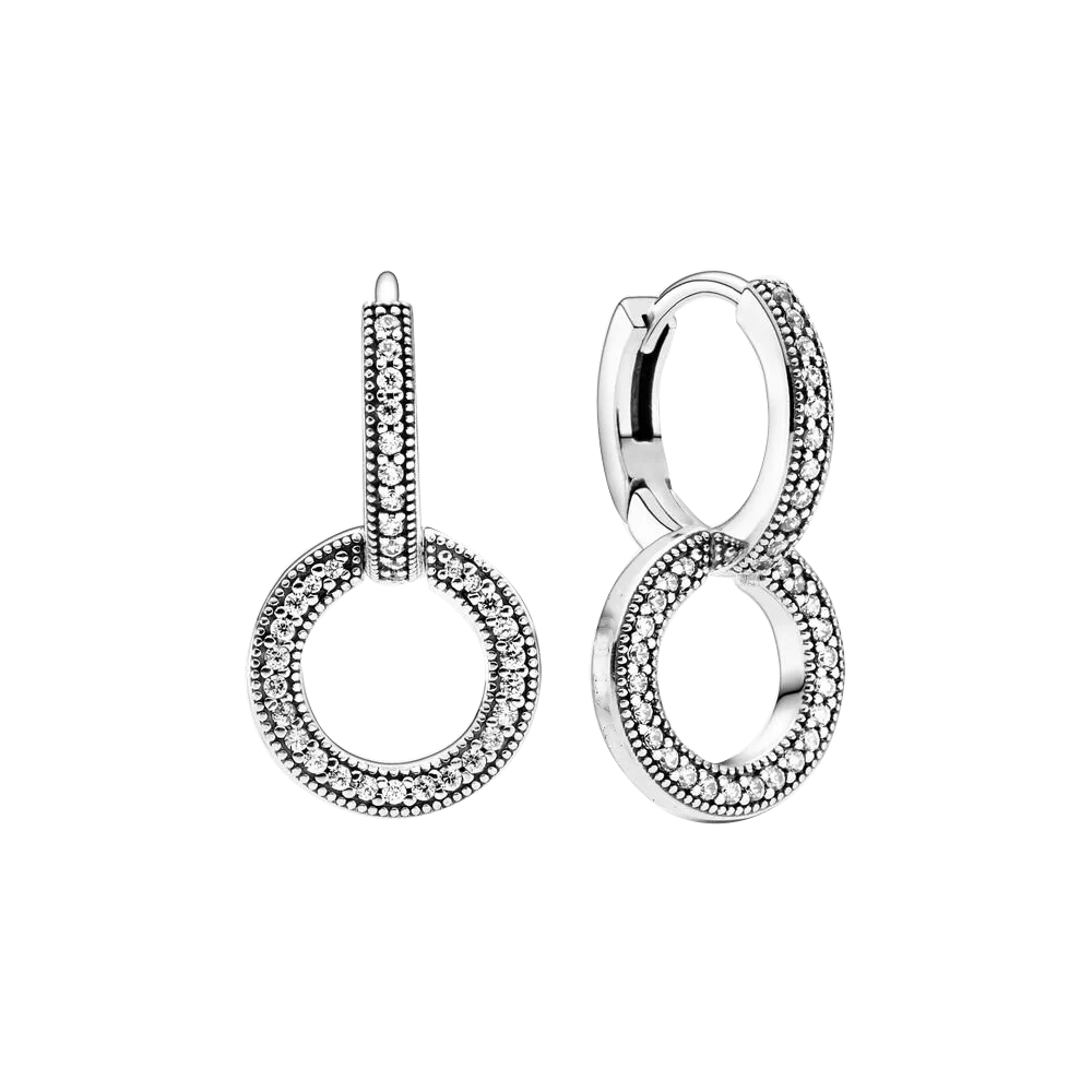 2022 Charm Double Hoop Earrings 925 Silver Fit Original Brand Charms Diy Fine Jewelry Gift For Women Fine Earring Making Gift 