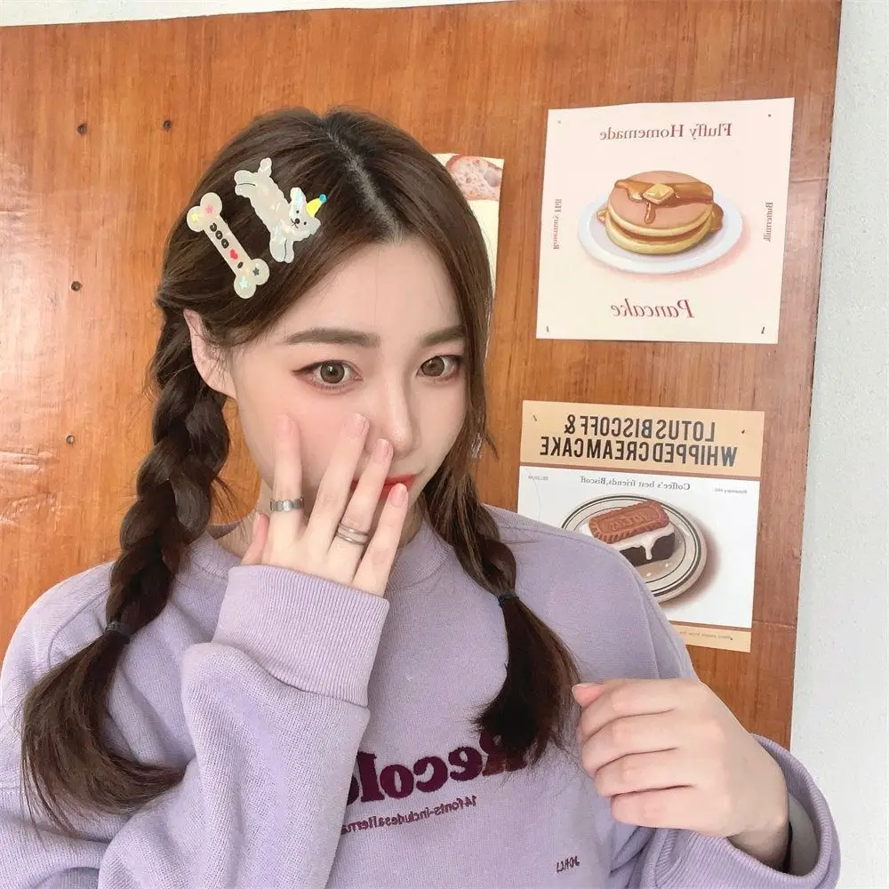 1 pair Funny Animal Cartoon Mini Hair Clip Acrylic Duckbill Clip Dog Hairpin Hair Barrettes Korean Style Hair Clip Set Children
