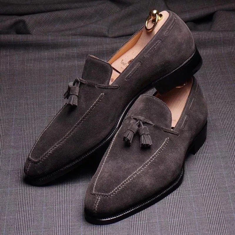 2022 New Fashion Men's Shoes Brown Faux Suede Classic Fringe Comfortable Slip-On Retro Loafers Business Dress AQ562 |