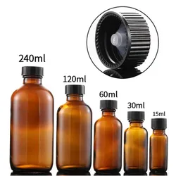 Amber Glass Bottle with Screw Cone Caps and Polycone Liner - 3x 60ml