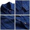 Indigo Cargo Jacket Men Vintage Heavy Weight Cotton Blue Dyed Workwear Tooling Jacket French Retro Multi-pocket Cardigan Coat 4