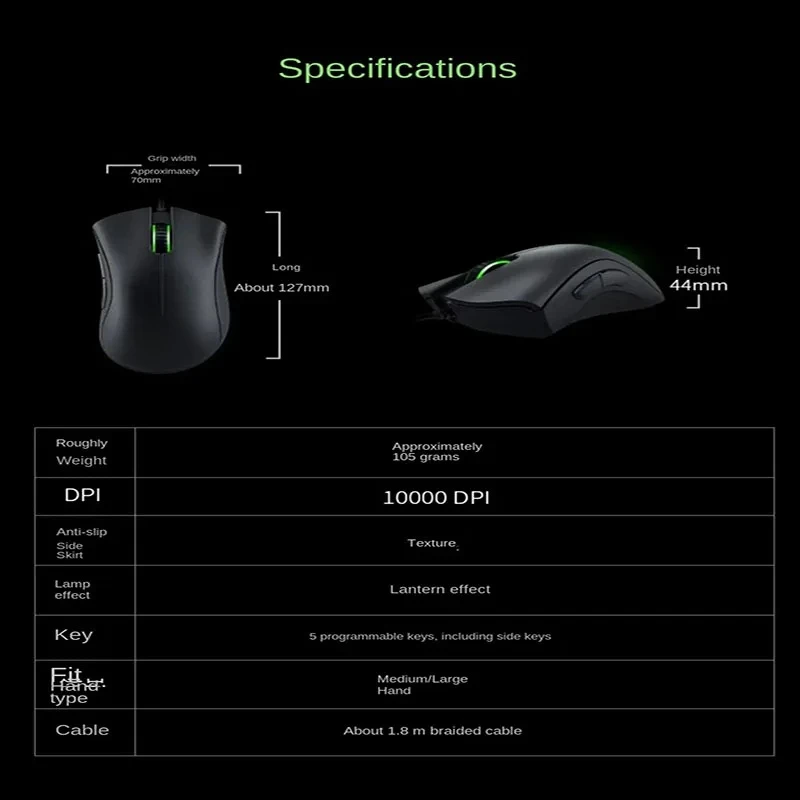 2026 NEW HOT High Precision Deathadder Viper Standard Edition 6400 Wired Gaming mouse New esports LOL Ergonomics Fits The Palm