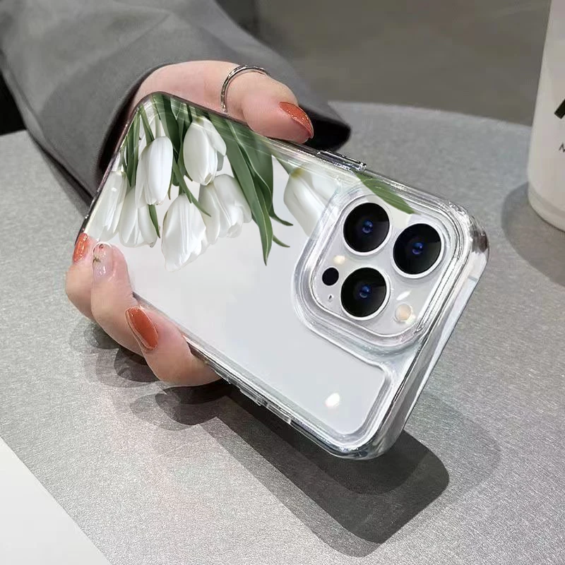Aesthetic White Tulip Protective Phone Case