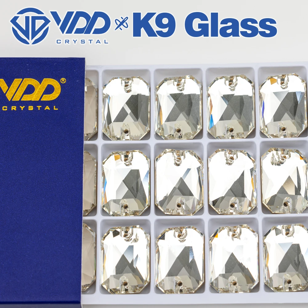 VDD Smaragdschliff, mehrere Farben, hochwertiges K9-Glas, zum Aufnähen von Strasssteinen, Kristall-Nähsteine mit flacher Rückseite für Bekleidungsdekorationen – Detail 4