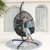 Swing Egg Chair Bird Cage Bird Nest Chair with Stand Comfortable Cushion Outdoor Rattan with Sturdy Metal Frame UV-Resistant 2