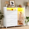 Children's Wardrobes, White Dresser for Bedroom with Clothing Rack, Dressers& Chests of Drawers,4 Drawer Dresser with LED Lights 1