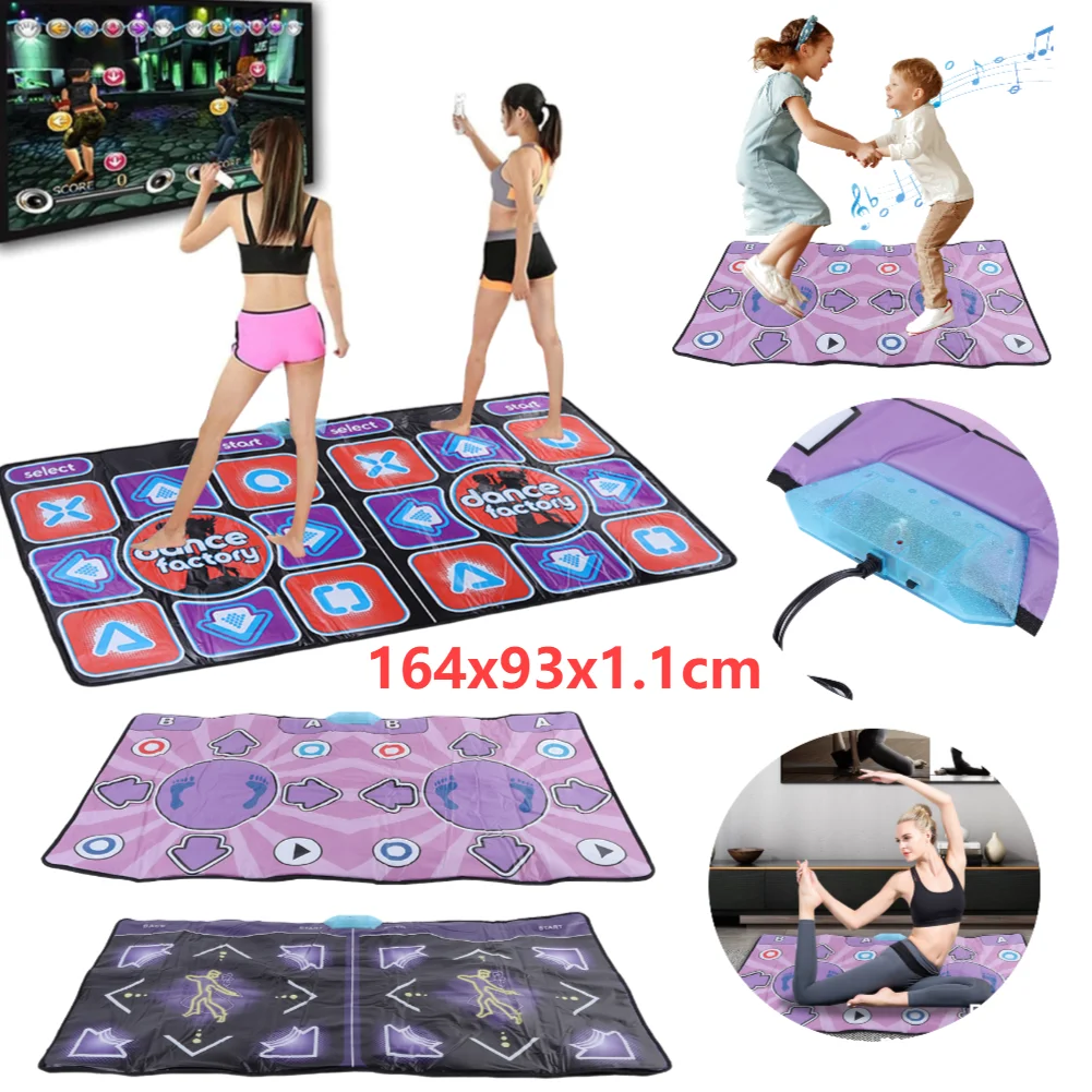 Double Users Dance Mat Game with Wireless Controller Dance Floor Mat Motion Sensing 100 Music 60 Sensory Games for Family Sport