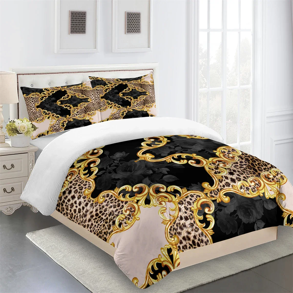 

Luxury Brand Vintage Leopard Baroque King Queen Twin Full Bedding Sets Single Double Bed Duvet Cover Set and 2 pcs Pillow cover