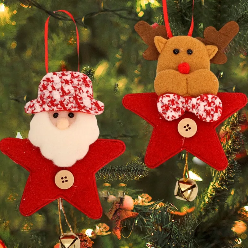 

New Year Drop Ornaments Santa Snowman Bear Christmas Decorations with Bells Hanging Ornaments Xmas Tree Pendant for Party Decor