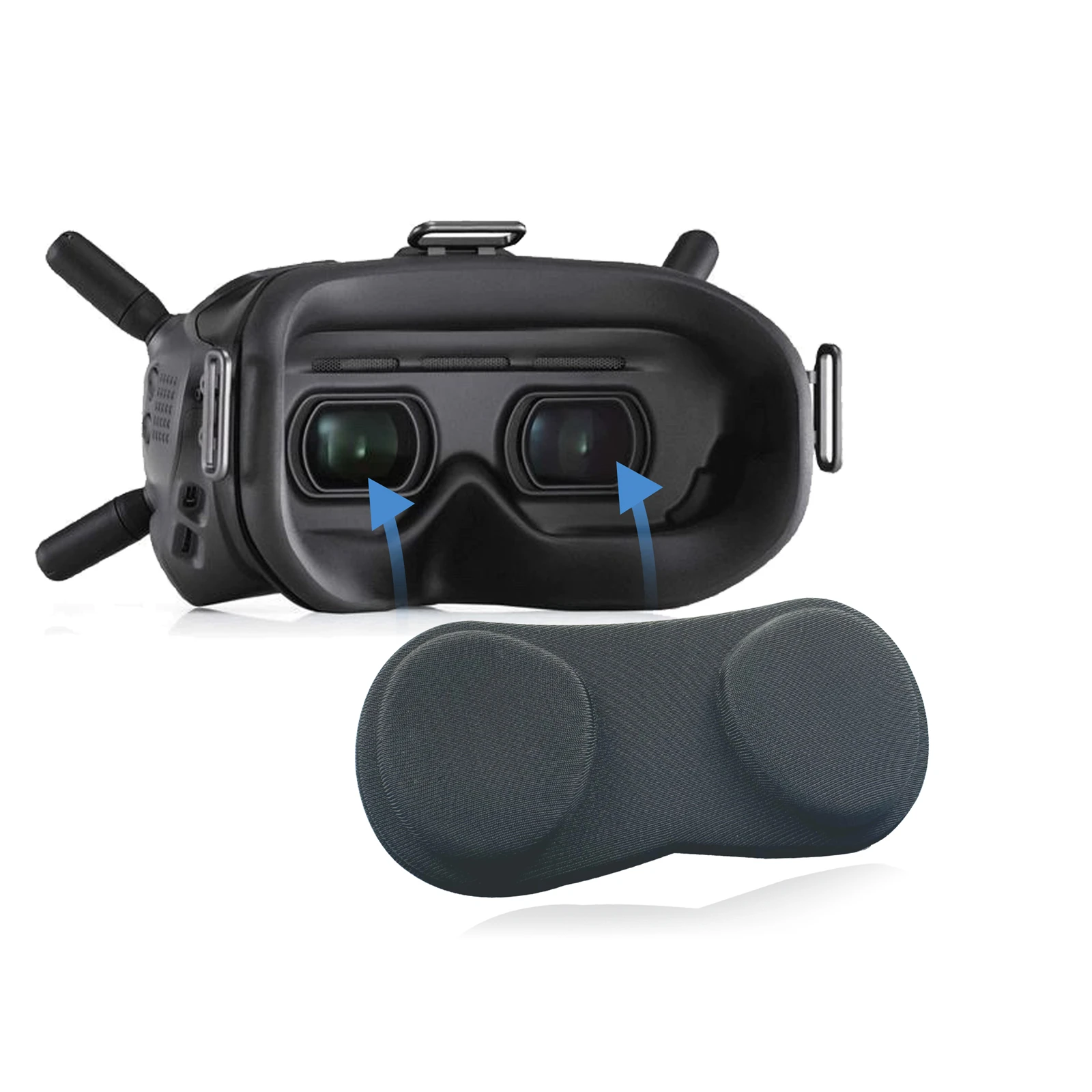 Détail de la housse de protection anti-rayures pour objectif DJI FPV Goggles V2, avec un design ajusté et des bords nets.