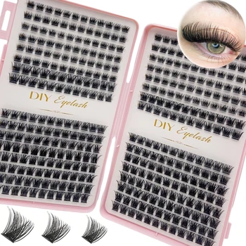 384pcs cluster lashes individual Extensions False Lashes Book Clusters DIY Home Application Cluster Makeup for Eyelash