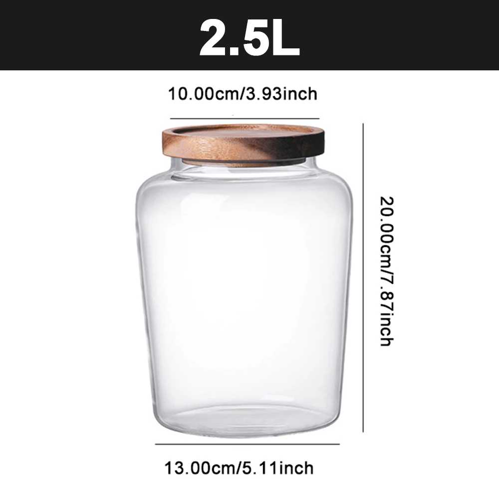 Glass Airtight Kitchen Storage Canister with Wood Lid