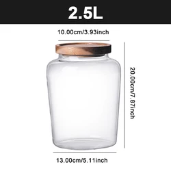 Glass Airtight Kitchen Storage Canister with Wood Lid (2.5L)