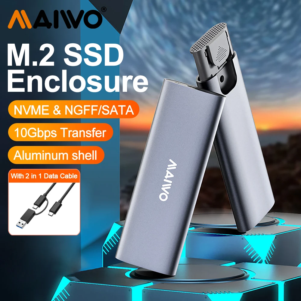External Hard Drive Case MAIWO M.2 NVMe NGFF SSD Enclosure USB 3.1 Type-C 10Gbps External Hd Case M2 SSD Hard External HDD Storage Box for PC Case external hard drive case,ssd enclosure