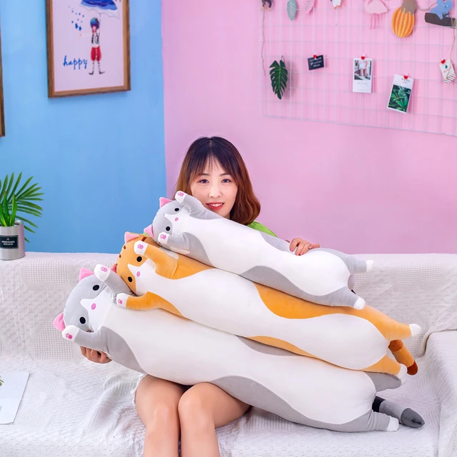 Juguetes de peluche de gato de 50-150cm de largo, 10 estilos, almohada de  dormir para decoración del hogar, regalos de cumpleaños para niñas -  AliExpress