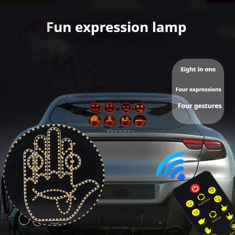 Car Finger Expression Light Remote Control Led Lighting Gesture Light Road Rage Middle Finger Gesture Palm Accessories