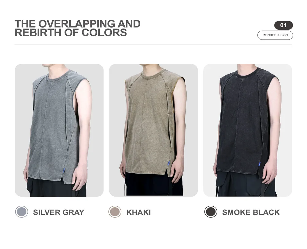 Reindee Lusion 23ss 203 old  texture effects sleeveless t-shirt tanktop 3d cut techwear gorpcore urban outdoor