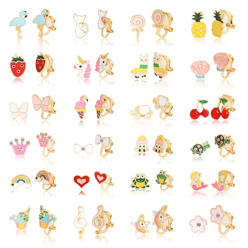 

Pairs of 24 Princess-Play Dress Up Earring Set for Kid Colorful Animal