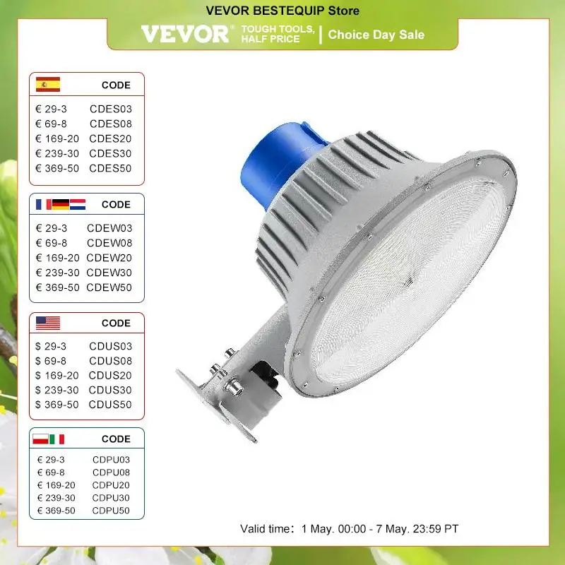 

VEVOR LED Barn Light 50W 5500LM / 100W 11000LM Ultra Brightness 6000K Daylight Security Flood Lighting for Outside Yard, Street