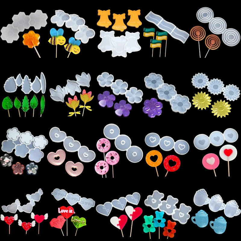 Leaf Flower Heart Bear Shape Silicone Lollipop Mold Round Chocolate Candy Cheese Baking... - SKU SLM00901 - UGI Packaging