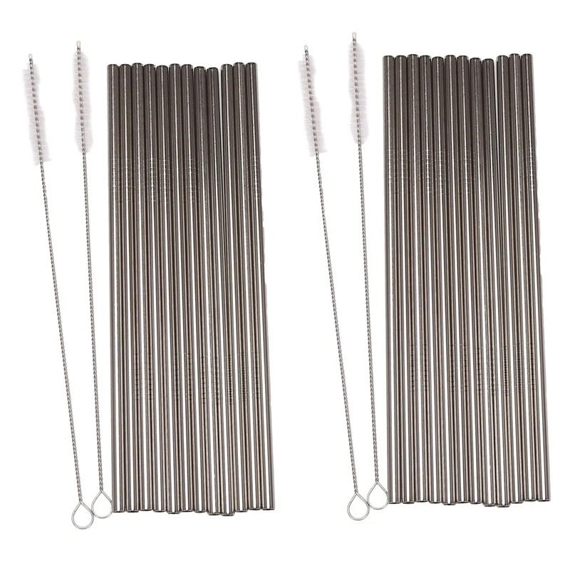 

LUDA Set Of 24, Stainless Steel Straws, Reusable Metal Drinking Straws, Straight Straws + 4 Cleaning Brushes