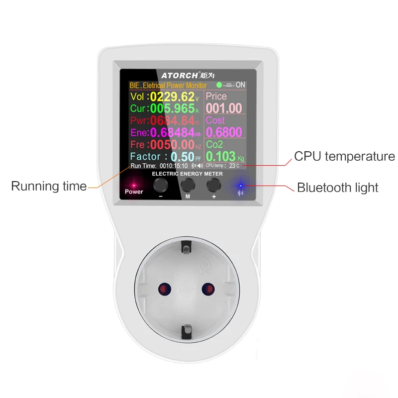 Bluetooth Digital Wattmeter 220V AC Power Energy Meter EU/US Plug Electricity Consumption Wattage