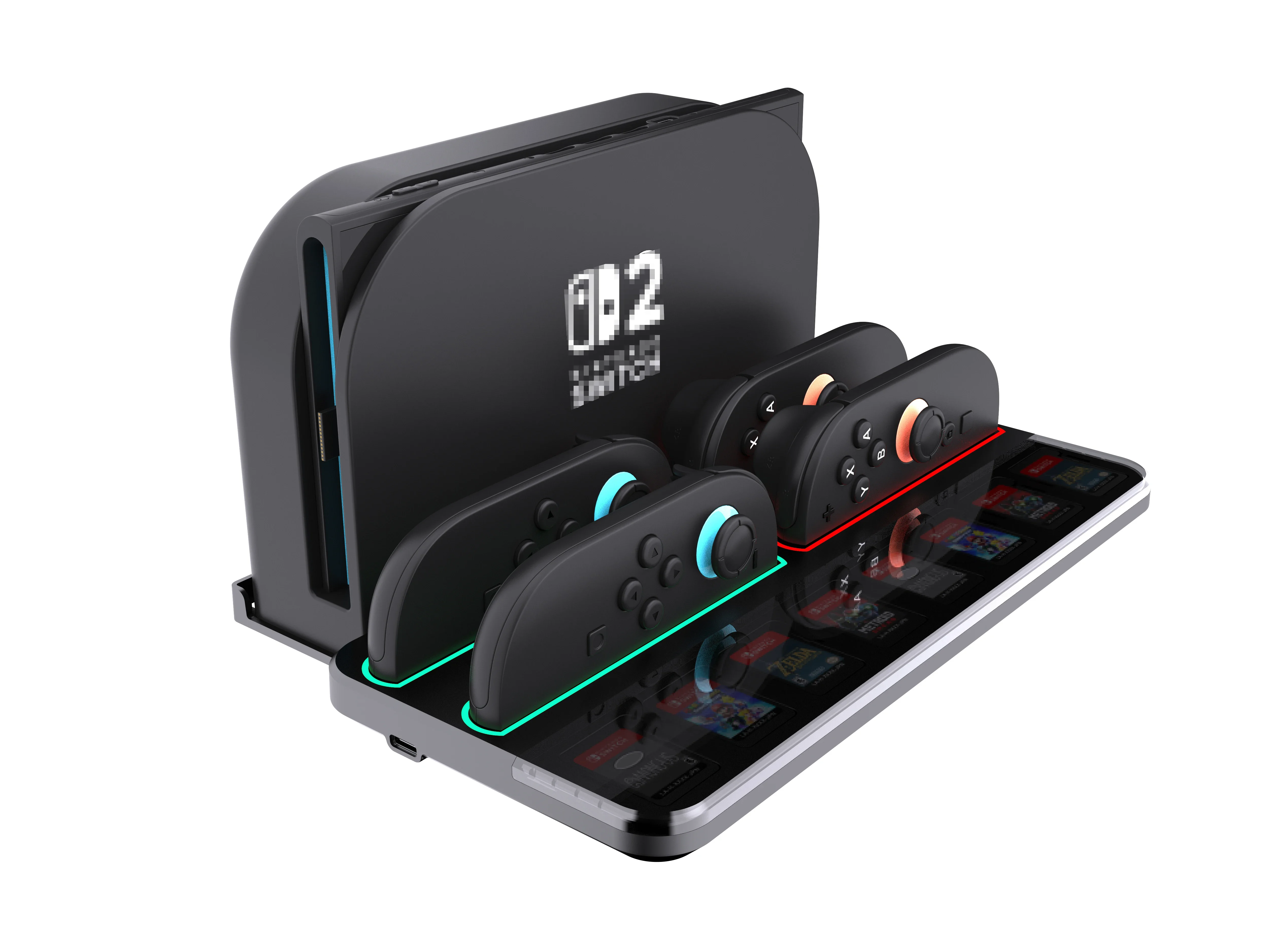 Multi-Function Charging Station UT01 for NS 2 with 4 Charger Ports ,8-Game Card Storage & LED Indicators