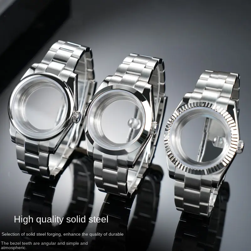 For Datejust Oyster Watch Case 36mm 39mm Stainless Steel Bracelet Strap Black silver Bezel Glass NH35 NH36 Movement Accessories - Image 2