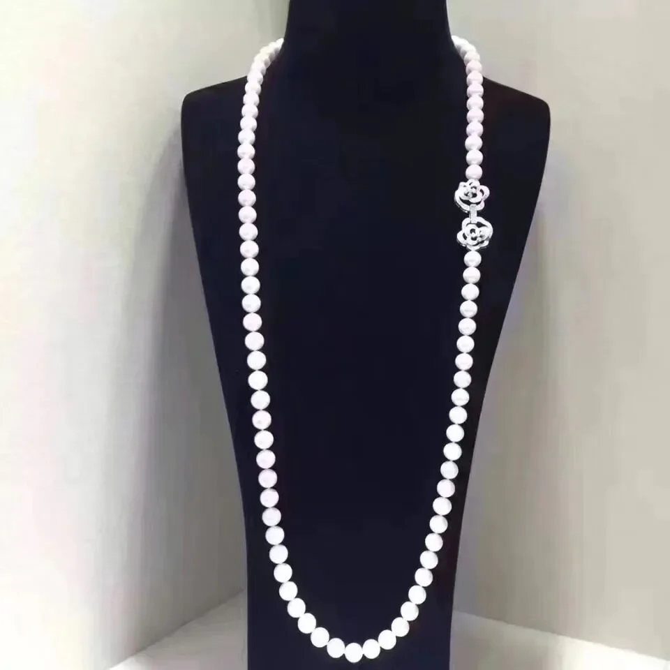

elegant 8-9mm south sea round white pearl necklace pendant 24inch