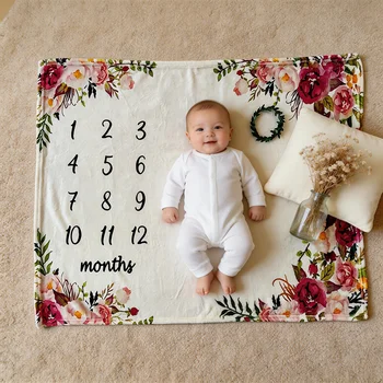 Coperte per Traguardi di Crescita Neonatale, Souvenir Mensili per Bambini, Sfondo per Servizi Fotografici, Abbinabili a Carte con Dischi in Legno