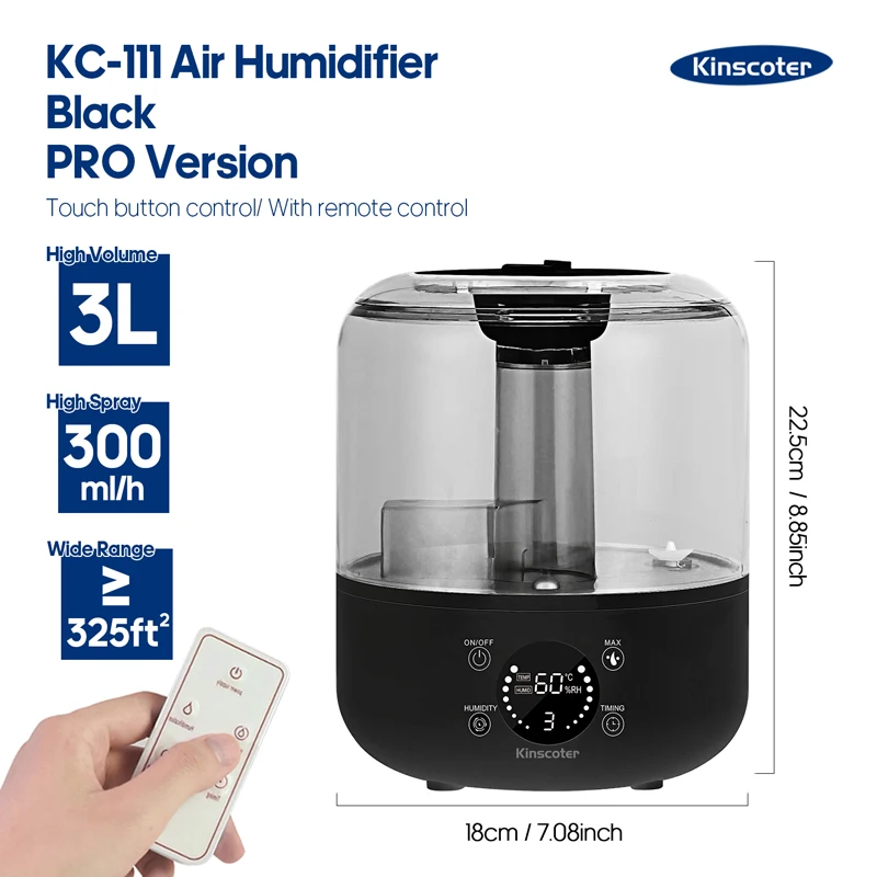 KINSCOTER 3L مرطب الهواء المهنية سعة كبيرة المنزل...