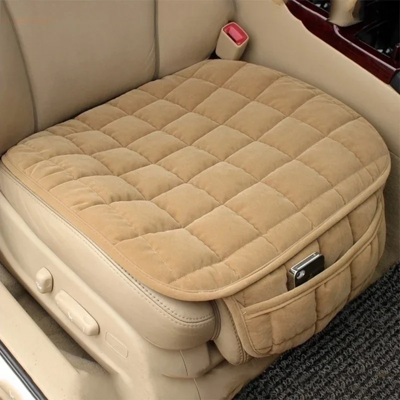 Premium Black Car Seat Cushion with Non-Slip Base & Convenient Storage Pouch