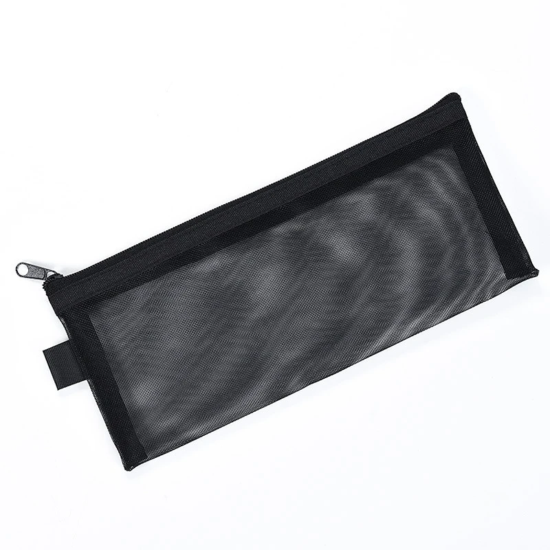 20.5x9cm Mesh Cosmetic Bag Nets Stationery Pencil Bag Case Holder Zipper Portable Lipsticks Keys Coin Charge Cable Organizer 3