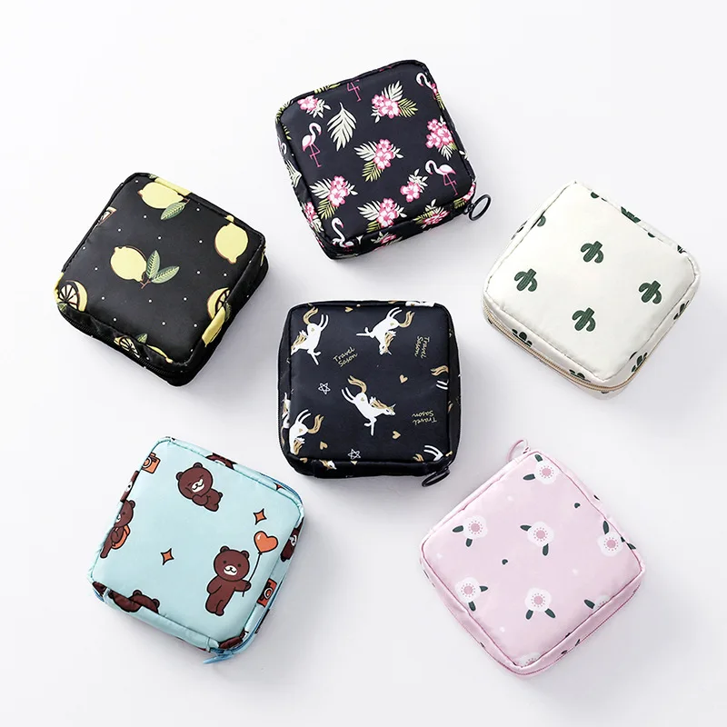 Frauen Sanitär Serviette Tampon Lagerung Tasche Tragbare Wasserdichte Organizer Tasche Cartoon-Muster Sanitär Serviette Tasche – Detail 2