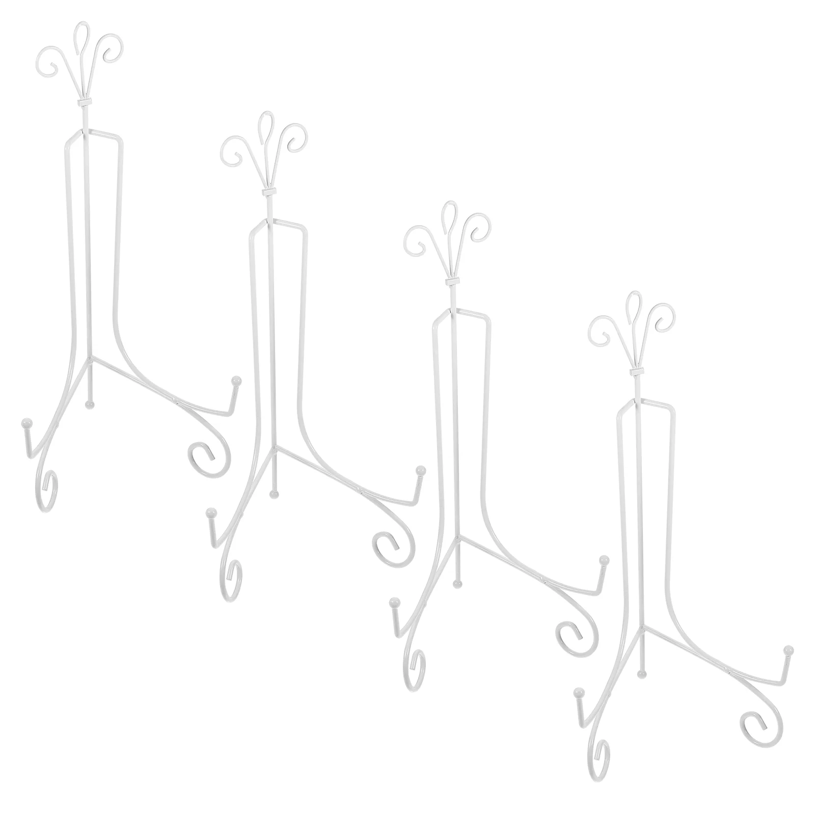 

4 Pcs Porcelain Plate Holder Book Stand Picture Easel Easels for Display Shelves Iron Wire Stands Platter Shelf