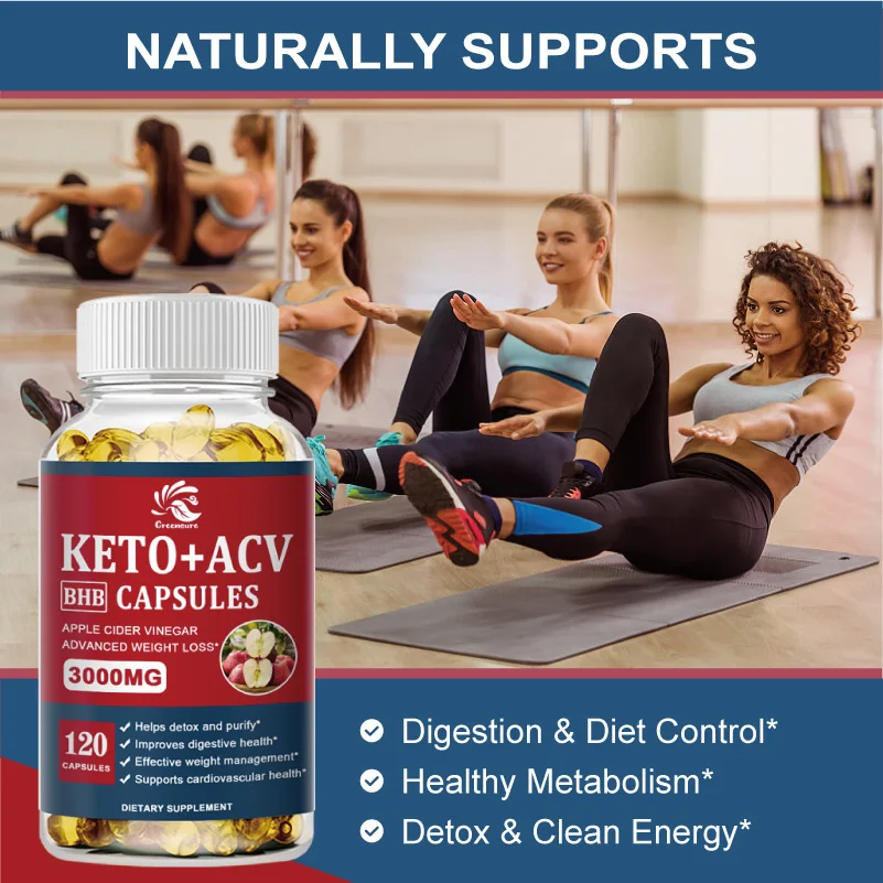Greensure Keto Apple Cider Vinegar Capsules ACV with Apple Cider Keto Supplements, Flavor Formula for Men & Women