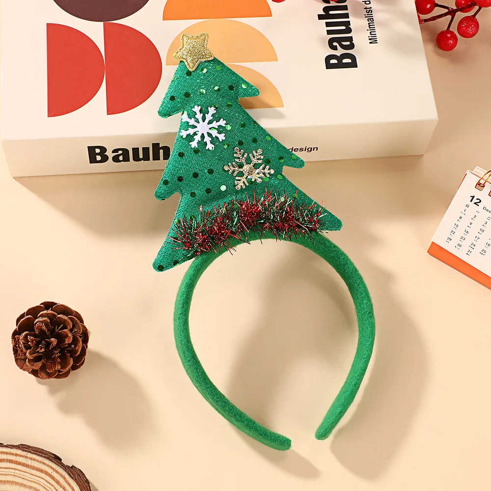 Christmas Deer Antler Headband with Tree Design, Holiday Party Hair Accessories for Women Girls, Cute Festival Headwear