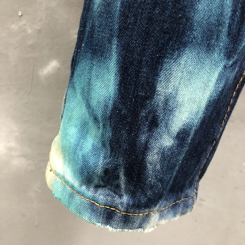 2023 Skinny Broken Hole Painted Biker Jean Fashion Street Slim Fit Denim Motorcycle Pants Mens Jeans Men Punk Straight Jean 5