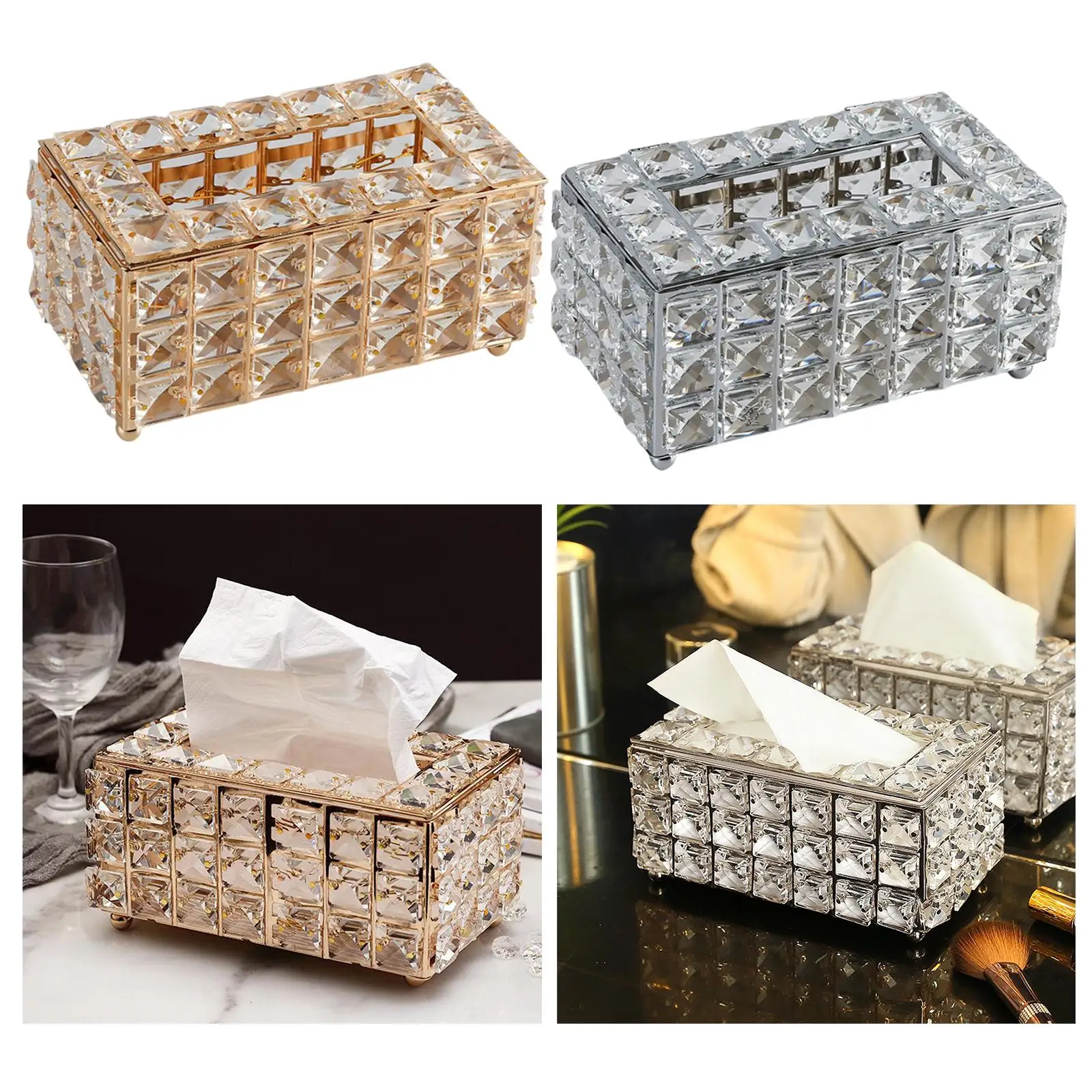 Tissue Box Covers Rectangle Napkin Storage Holder Organizer Vanity 2