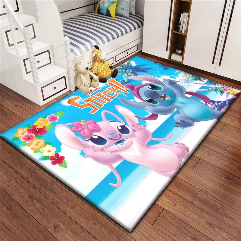 Disney Stitch Cartoon Carpet Rug for Living Room Bedroom Decoration Picnic Camp Kitchen Carpet Crawling Carpet Decoration