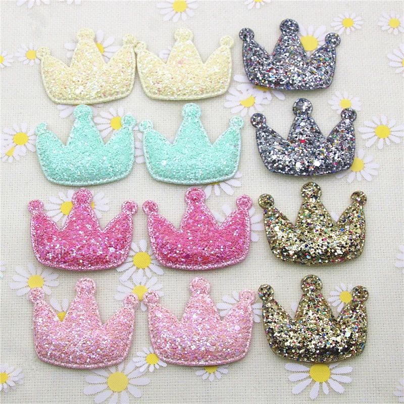 5CM 12pcs Crown PU patches shining Padded Felt appliques for decoration
