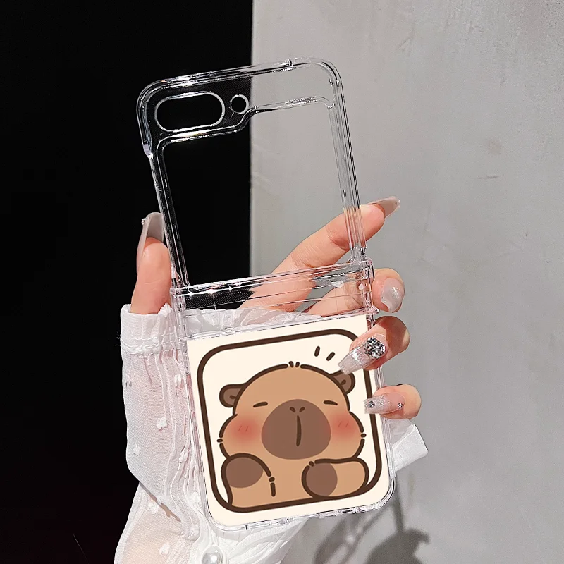 Cute Cartoon Capybara Clear Phone Case - Folding Cover Shell s