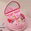 1pcs Heart-Shaped Jewelry Box Pink Girl Diy Gift Storage Box Desktop Double-Deck Mirror Make Up Organizer Box Heart-Shaped Jewel 4