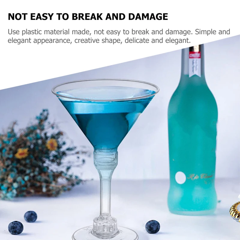Description Picture 2 of item10 Pcs Red Glasses Whiskey Wedding Party Plastic Goblets Clear Cocktail Cups Beverage Drink for Footed Martini