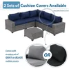6 Pieces Outdoor Patio Furniture Set, Rattan Patio Sectional Sofa Conversation Set with Coffee Table,PE Wicker L-Shaped Sofa Set 4