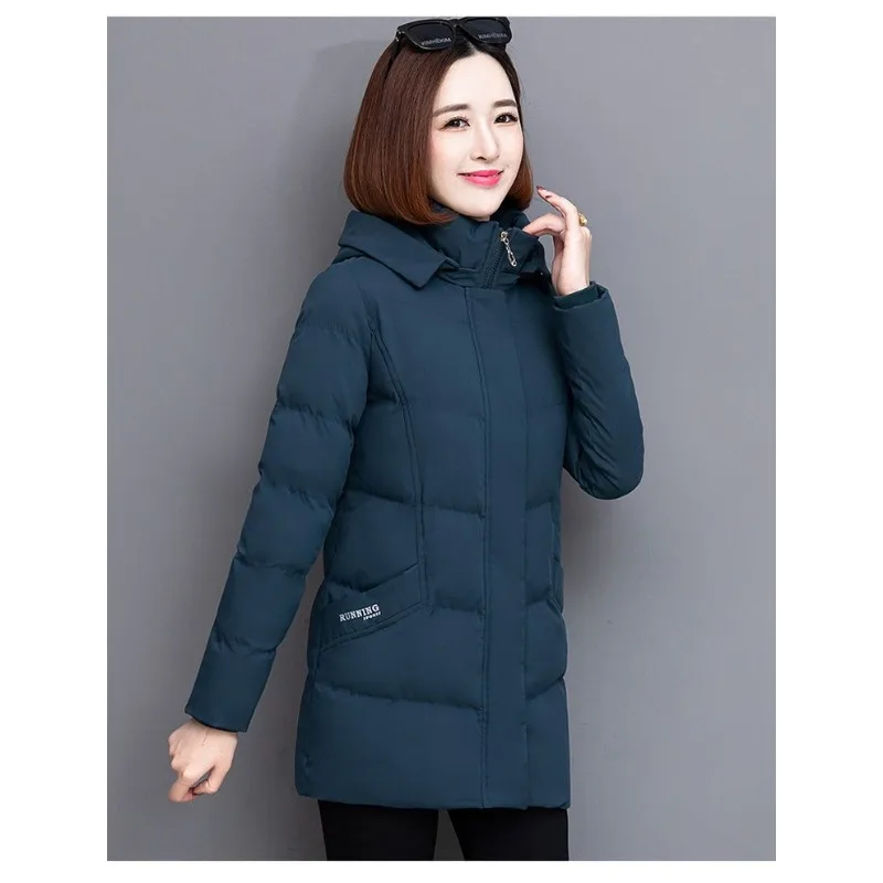 

2023 New Women Cotton Coat Winter Jacket Female Mid Length Version Thick Parkas Loose Large Size Thin Outwear Hooded Overcoat