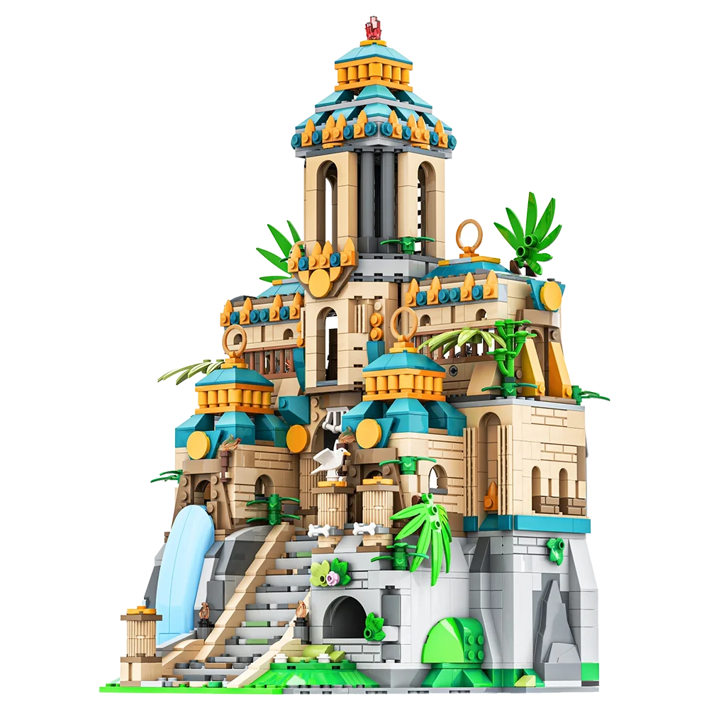 

Gobricks MOC The Lost Temple Medieval Castle Bricks Model Famous Street View The Lost Temple Building Blocks Toys For Gift