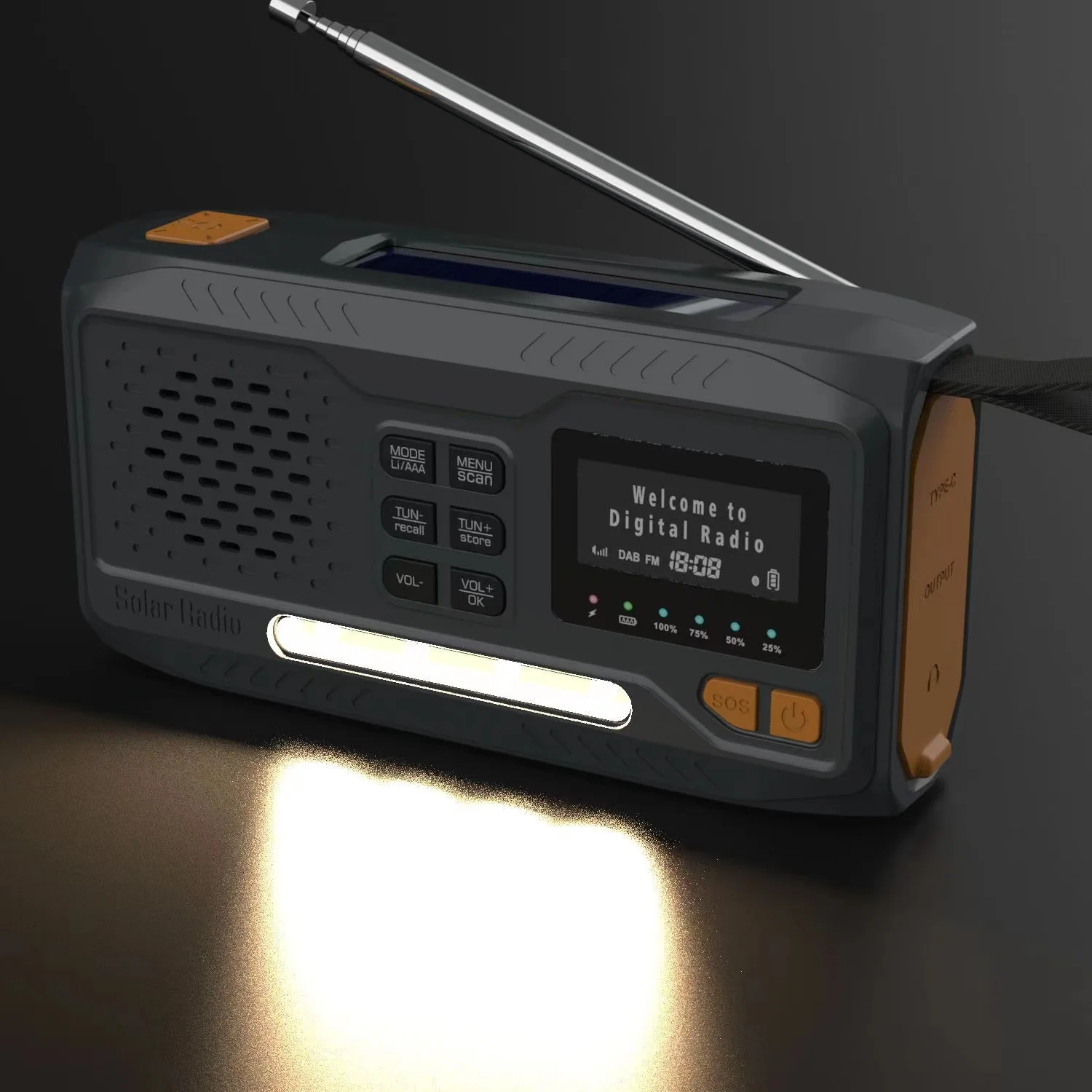 Radio portable DAB / FM, 4000mah Dynamo Solar Radio, radio à manivelle  solaire, radio solaire de survie Dab Radio chargeur USB avec alarme Sos  d'urgence, réveil